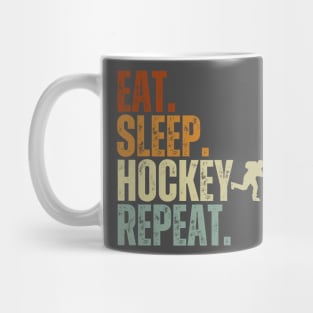 Eat Sleep Hockey Repeat Kids Adult Ice Hockey Retro Vintage Mug